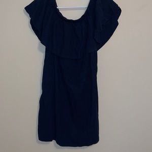 Navy Blue Off the Shoulder Dress
